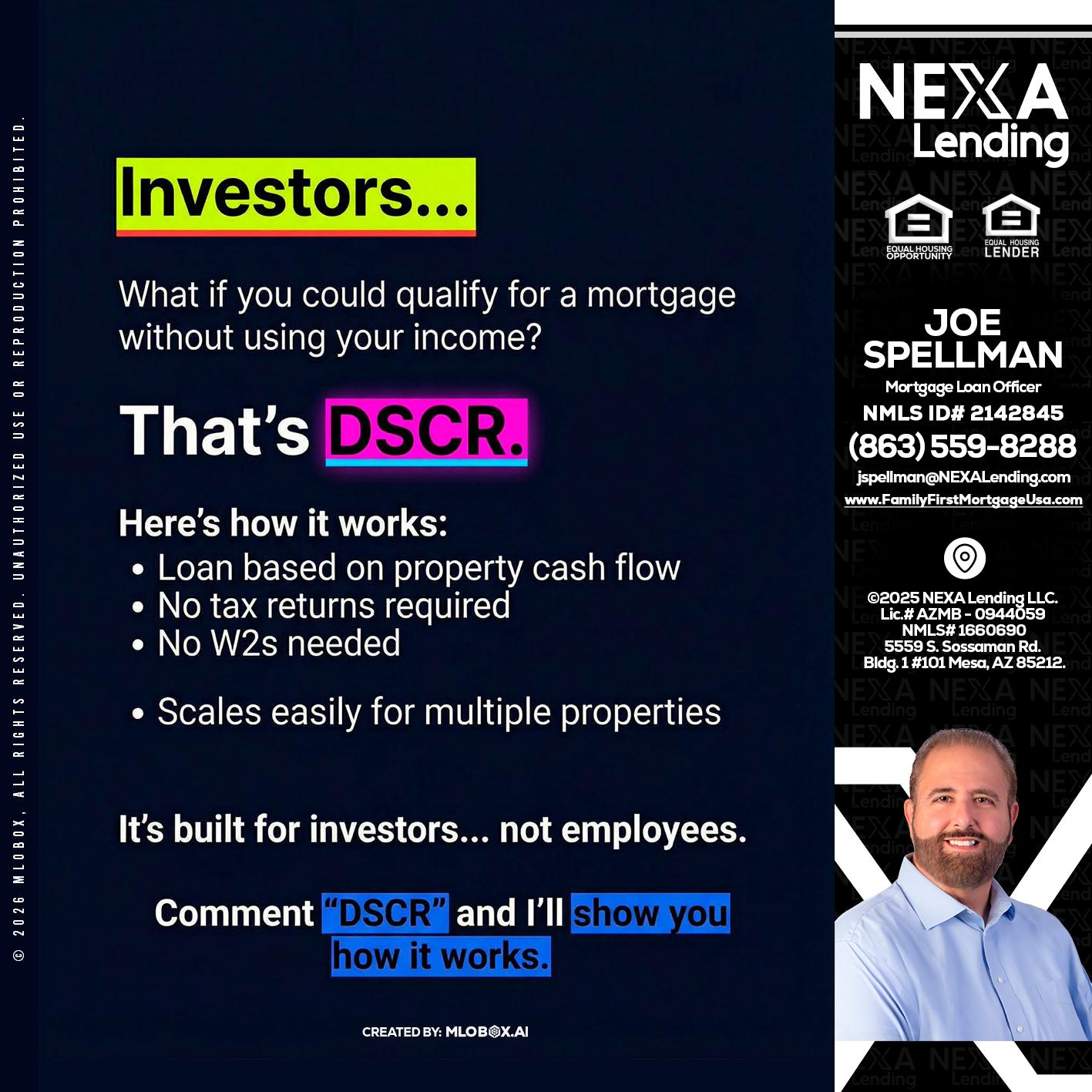 INVESTORS - Joe Spellman -Mortgage Loan Originator