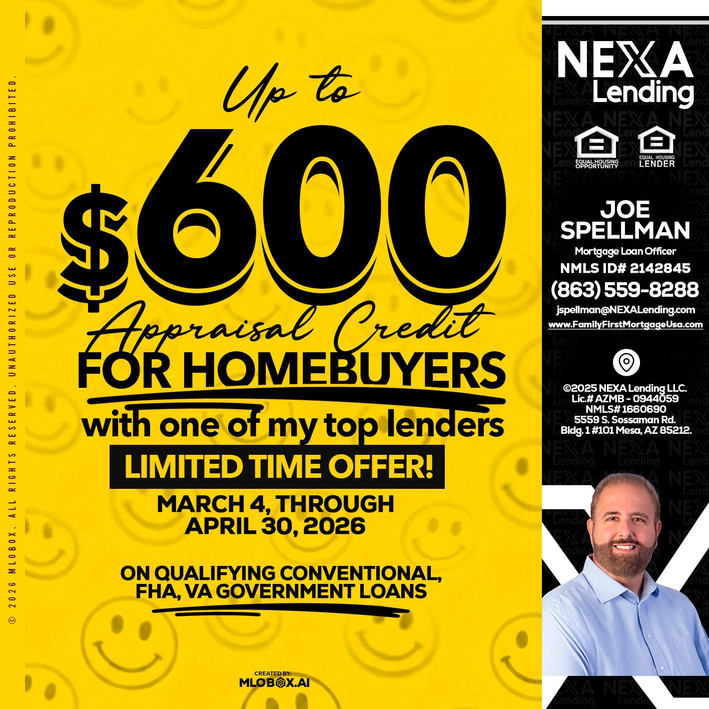 UP TO 600 - Joe Spellman -Mortgage Loan Originator