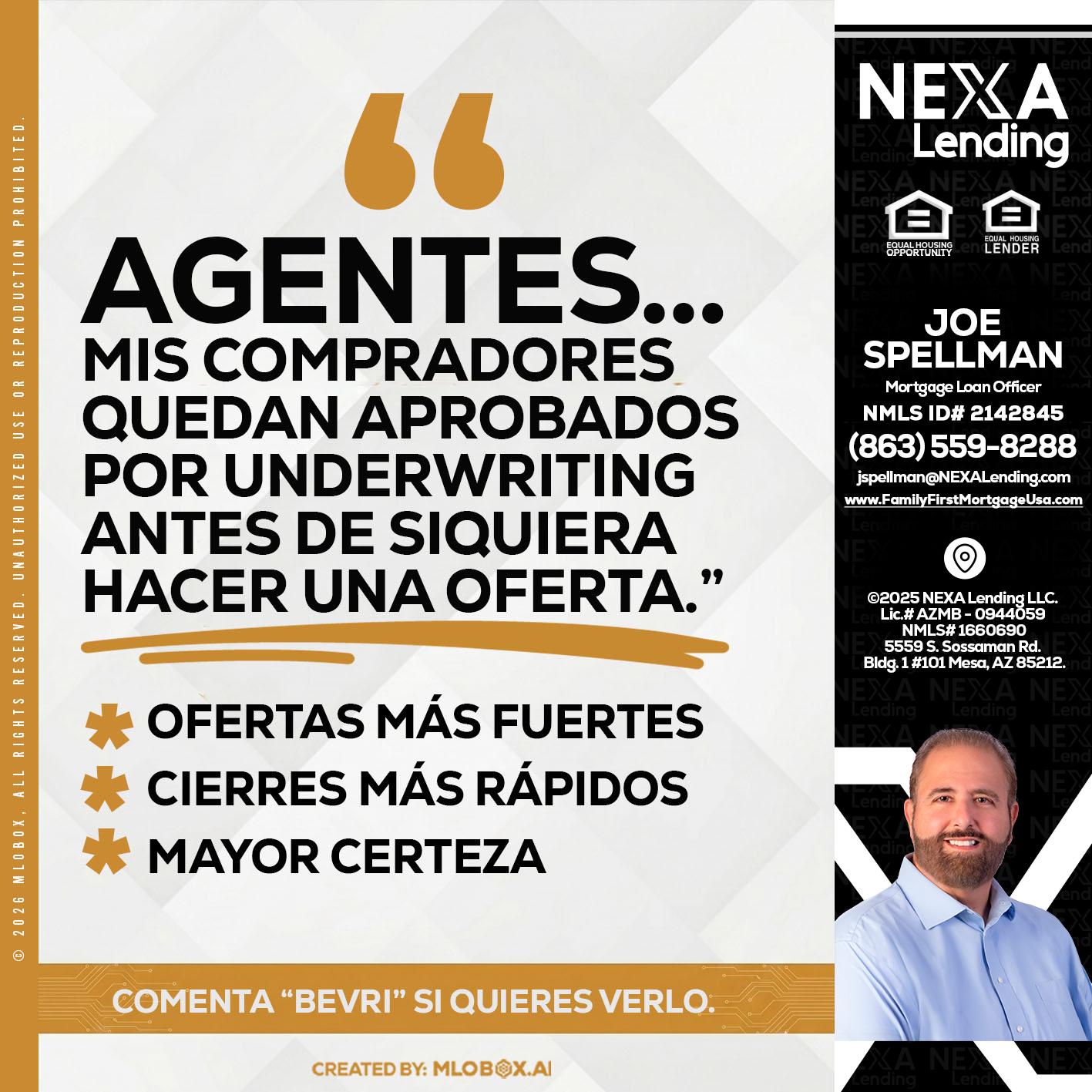 AGENTES - Joe Spellman -Mortgage Loan Originator
